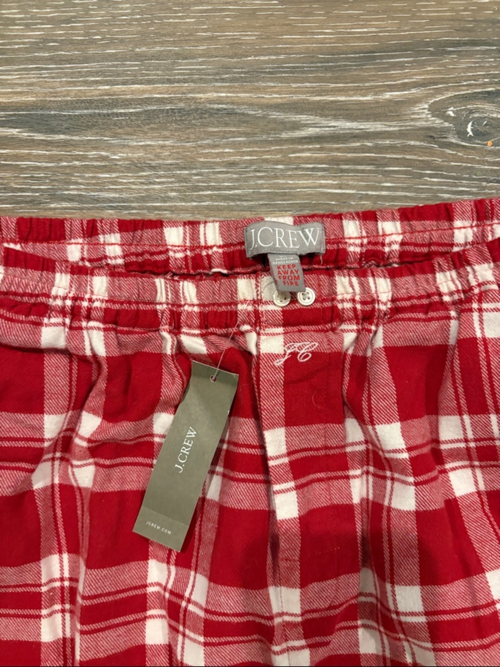 J.Crew cotton flannel pajama pants in a red and white plaid - Picture 2 of 2